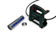 Metabo grease gun with OxRock adapter and 500g KAJO grease cartridge on a white background.