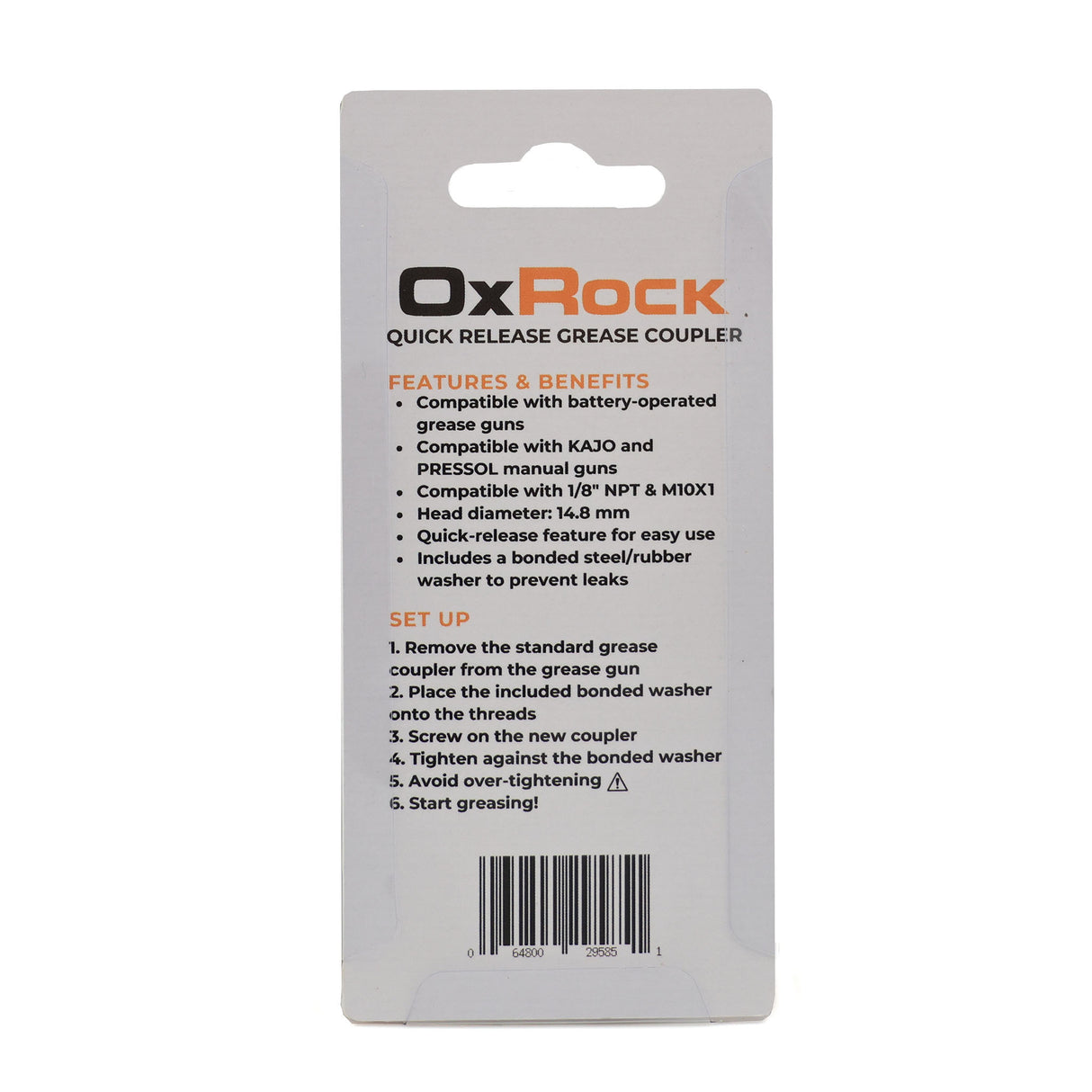 OXROCK QUICK RELEASE GREASE GUN COUPLER