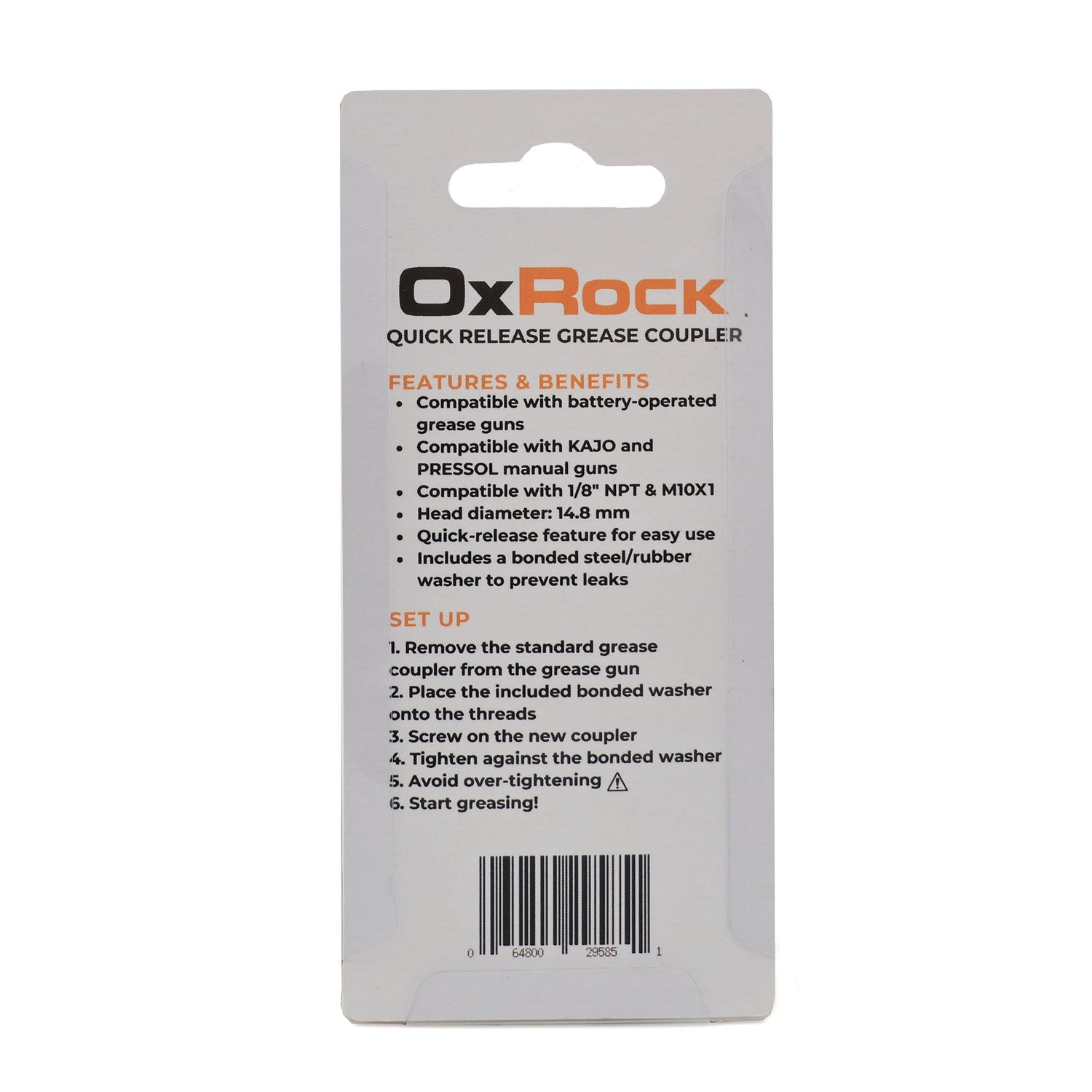 OXROCK QUICK RELEASE GREASE GUN COUPLER