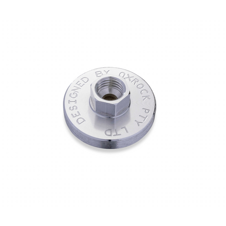 Silver OxRock grease gun adapter with engraved text, designed for converting grease guns to 500g screw cartridges.