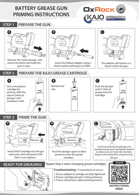 Milwaukee grease gun priming instructions with step-by-step guide and troubleshooting tips.